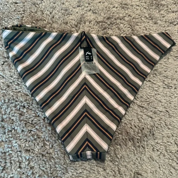 Rusty Reversible Bikini Set S Olive Stripe Sustainable Longline BNWOT - Picture 16 of 16